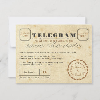 Reserve A Data Vintage Telegram Salvar a Data