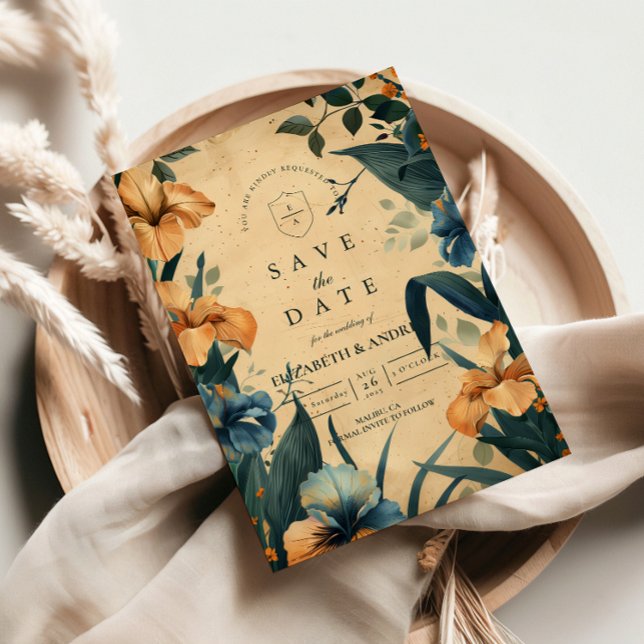 Reserve A Data Vintage Tropical Botanical Wedding (Criador carregado)