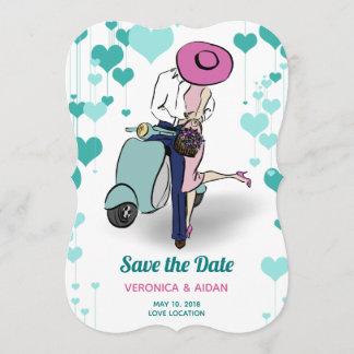 Reserve A Data Vintage Vespa Casal Salvar a Data