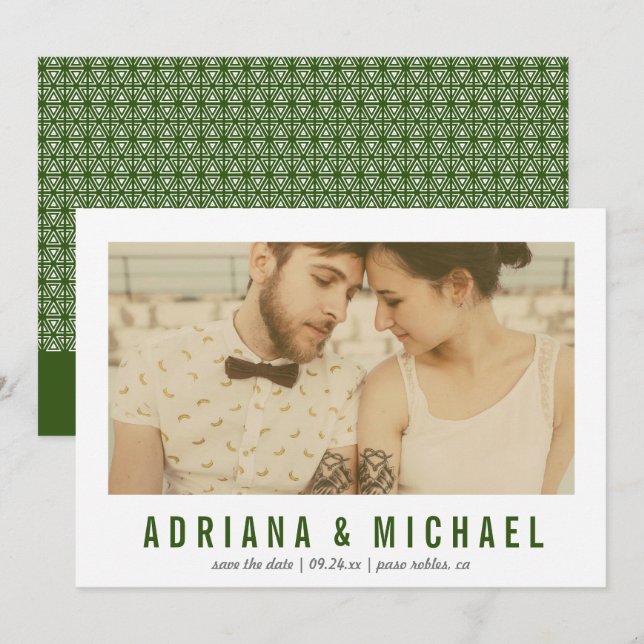 Reserve A Data Vintage Vision Modern Pattern Photo | Verde (Frente/Verso)