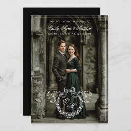Reserve A Data Vintage Wreath Monogram Elegant Wedding Full Photo