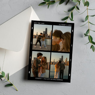 Reserve A Data Vintagem Minimalista de Colagem de Fotos Clássica