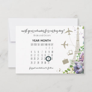 Reserve A Data Violet Floral e Viagem Themed Wedding