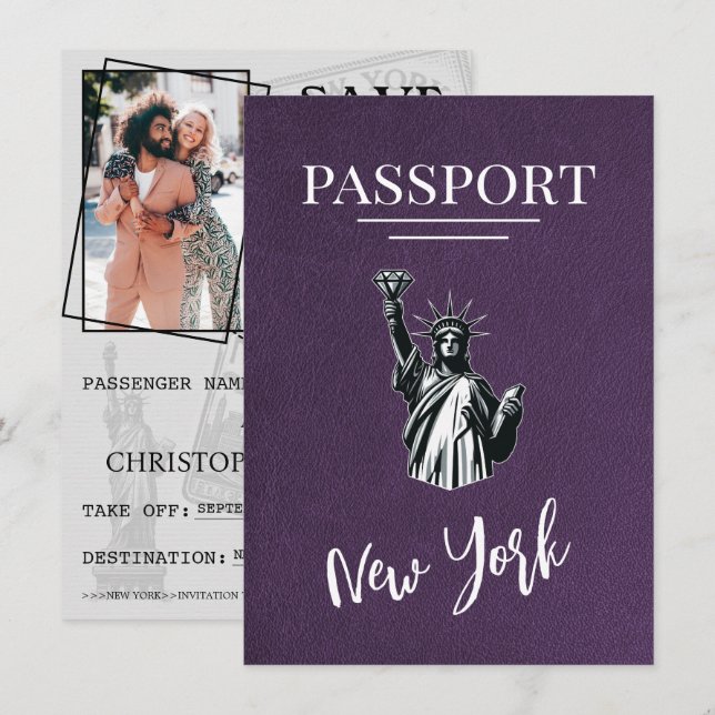 Reserve A Data Violet Nova Iorque Passport Salvar Data (Frente/Verso)