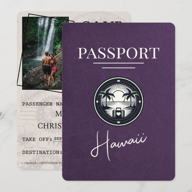 Reserve A Data Violet Purple Hawaii Passport Salvar Data (Frente/Verso)