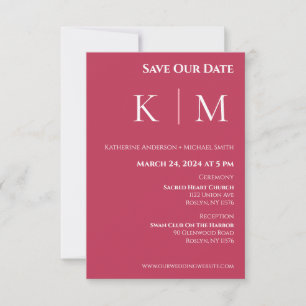 Reserve A Data Viva Magenta e White-Monograma-Casamento-