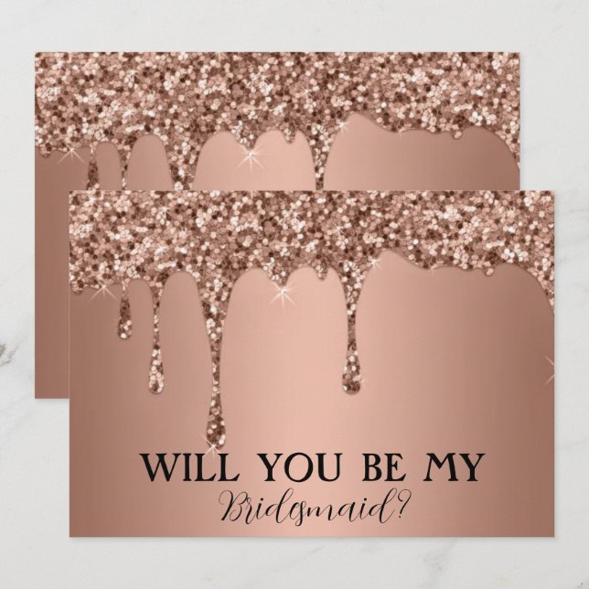 Reserve A Data Você Será Minha Rosa De Bridesmaid Com Glitter Dou (Frente/Verso)