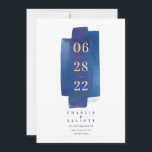 Reserve A Data Wash de Aquarela Salve A Placa De Data - Marinho<br><div class="desc">Um cartão de data save apresenta fundo de lavagem com aquarela e tipografia moderna.</div>