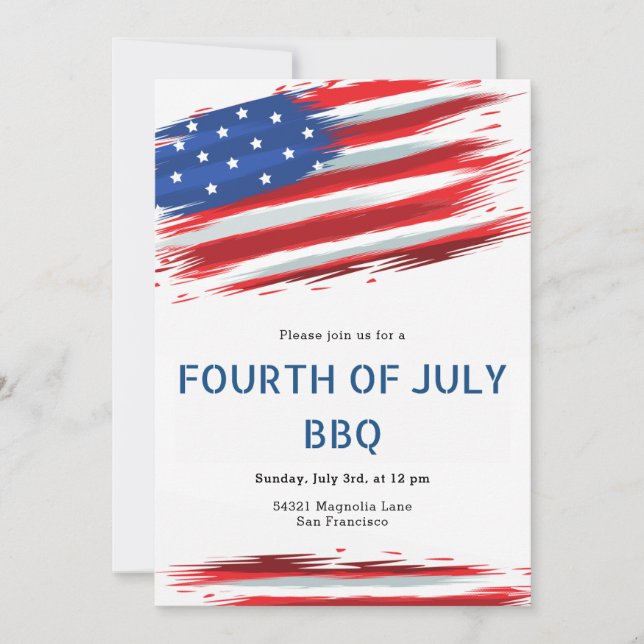 Reserve A Data Watercolor American Flag 4 De Julho (Frente)