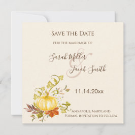 Reserve A Data Watercolor Autumn Pumpkin e Deixa Casamento