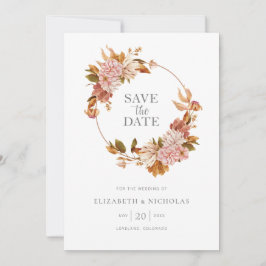 Reserve A Data Watercolor Boho Floral Wedding