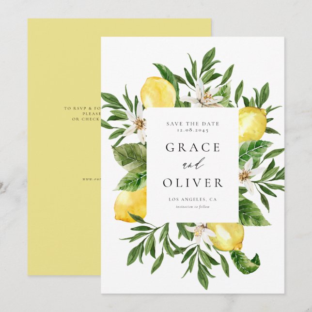 Reserve A Data Watercolor Botanical Lemon Blossoms Quadro Código  (Frente/Verso)