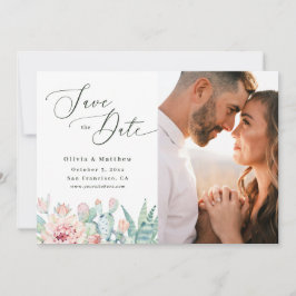 Reserve A Data Watercolor Cactus Wedding | Boho Floral Photo