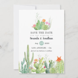 Reserve A Data Watercolor Cactus Wedding Photo