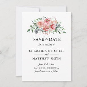 Reserve A Data Watercolor Floral Blush Pink Wreath Salvar a Data