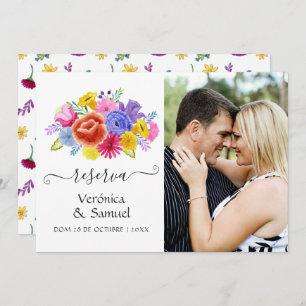 Reserve A Data Watercolor Floral Espanhol Fiesta Foto De Casament