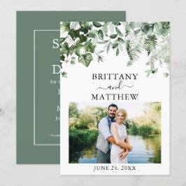 Reserve A Data Watercolor Greenery Ivy Ferns Sage Foto Verde