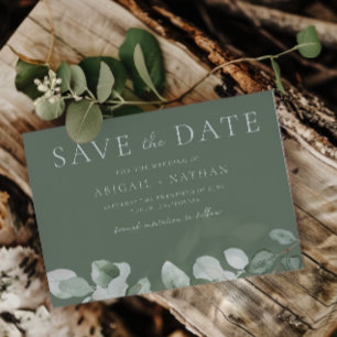 Reserve A Data Watercolor Greenery Wedding