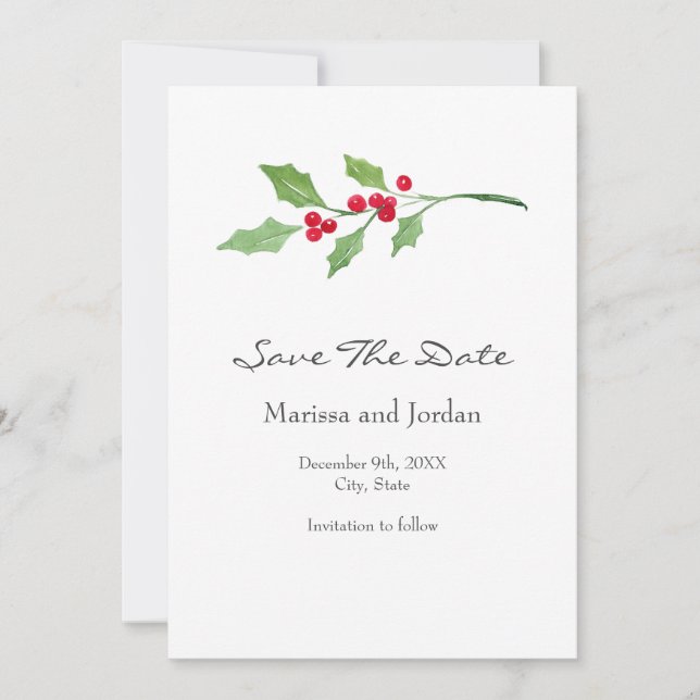 Reserve A Data Watercolor Holly Sprig (Frente)