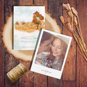 Reserve A Data Watercolor Landscape Wedding Autumn Dourado ID786