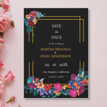 Watercolor Mexicano Fiesta Flower Wedding Black
