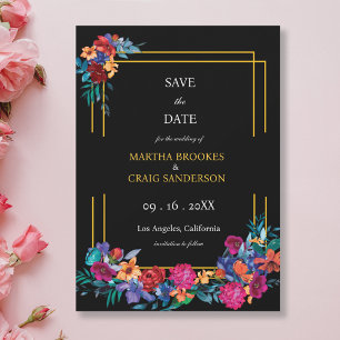 Reserve A Data Watercolor Mexicano Fiesta Flower Wedding Black