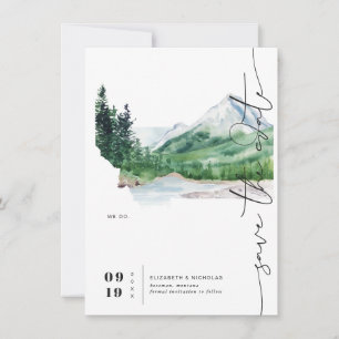 Reserve A Data Watercolor Mountain Mapa de Montana Salvar a Dat
