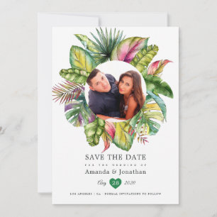 Reserve A Data Watercolor Tropical Summer Beach Wedding Photo