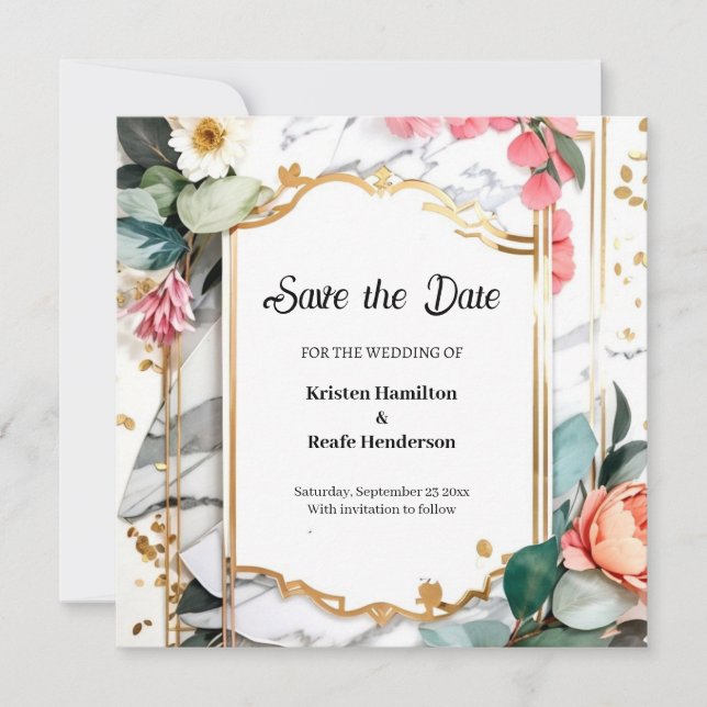 Reserve A Data Watercolor Weding The Date Card (Frente)