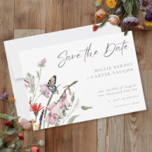 Watercolor Wildflower Butterfly Modern Wedding