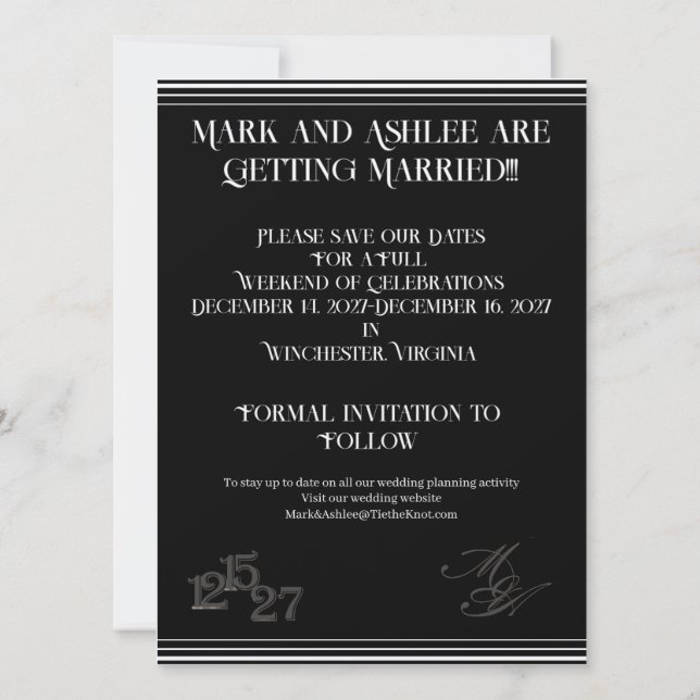 Reserve A Data We Do Formal Save the Date (Verso)