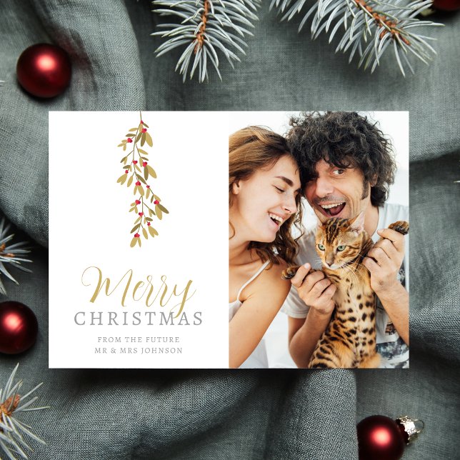 Reserve A Data Wedding Christmas Exquisite Holly Branches Photo (Exquisite Modern Holly Branches Photo Holiday Card with Envelope as a Wedding Save the Date Card.)