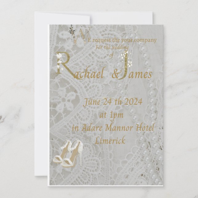 Reserve A Data  wedding invitation , old lace design . (Frente)