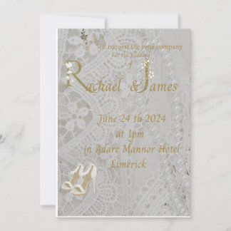 Reserve A Data wedding invitation , old lace design .