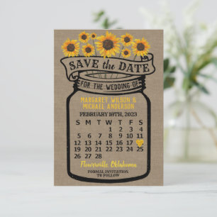 Reserve A Data Wedding Mason Jar Sunflower Fevereiro 2023 Calendá