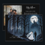 Reserve A Data Wedding Photo & QR Haunted Castle Gothic<br><div class="desc">Wedding Couple Spooky Forest Toward Haunted Castle Save the Date Card with Custom Backside Photo Personalized Text and QR Code for Gothic Halloween Marriage Celebration. Celebrate an eternal love that defies the darkness with this exclusive card from the Wedding Couple Spooky Forest Toward Haunted Castle collection. The front design captures...</div>