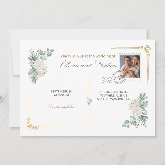Reserve A Data wedding save the date engagement invite (Frente)