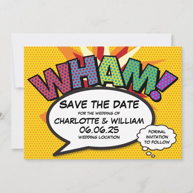 Reserve A Data WHAM Salve a Data Diversão Arte Pop de Quadrinhos  (Frente)