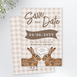 Reserve A Data Whimsical Beige Woodland Hare Bunny Save The Date