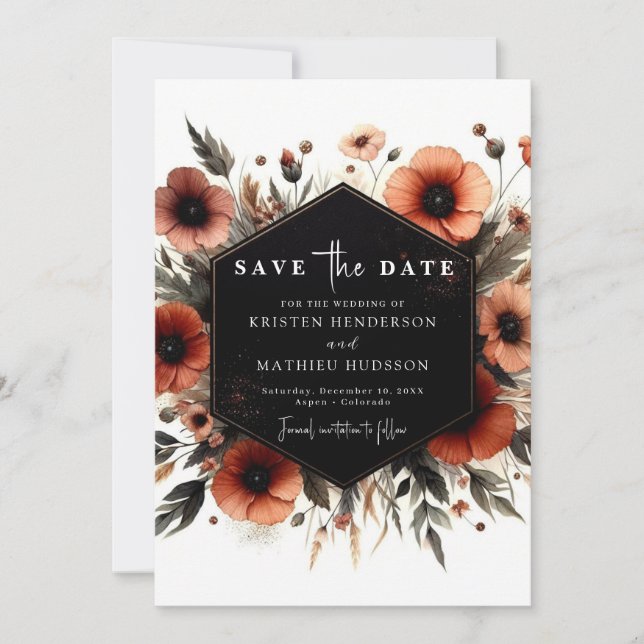 Reserve A Data Whimsical Boho Terracotta Wedding (Frente)