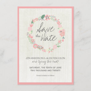 Reserve A Data Whimsical Floral Save the Date Wedcard Card