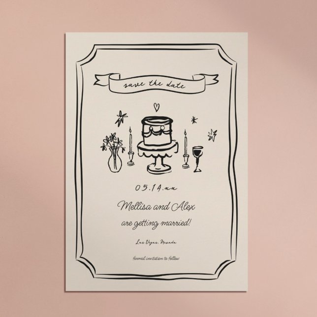 Reserve A Data Whimsical Hand Drawn Quirky Wedding (Criador carregado)