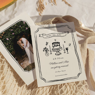 Reserve A Data Whimsical Hand Drawn Quirky Wedding Foto