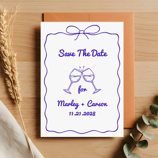 Reserve A Data Whimsical Hand - Letra Royal Blue Wedding (Criador carregado)