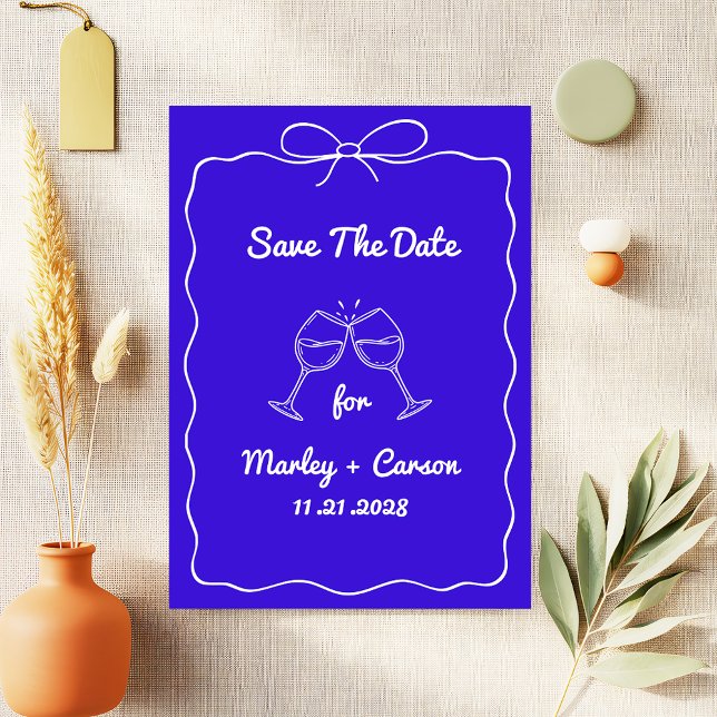 Reserve A Data Whimsical Mand - Letra Elegante Real Casamento Azu (Criador carregado)