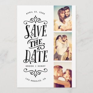 Reserve A Data Whimsical Mod 3-Photo Salve A Data   Branco