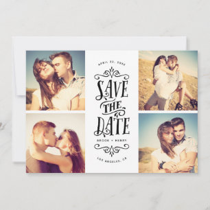 Reserve A Data Whimsical Mod 4-Photo Salve A Data   Branco