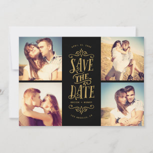 Reserve A Data Whimsical Mod 4-Photo Salve A Data   Preto Dourado
