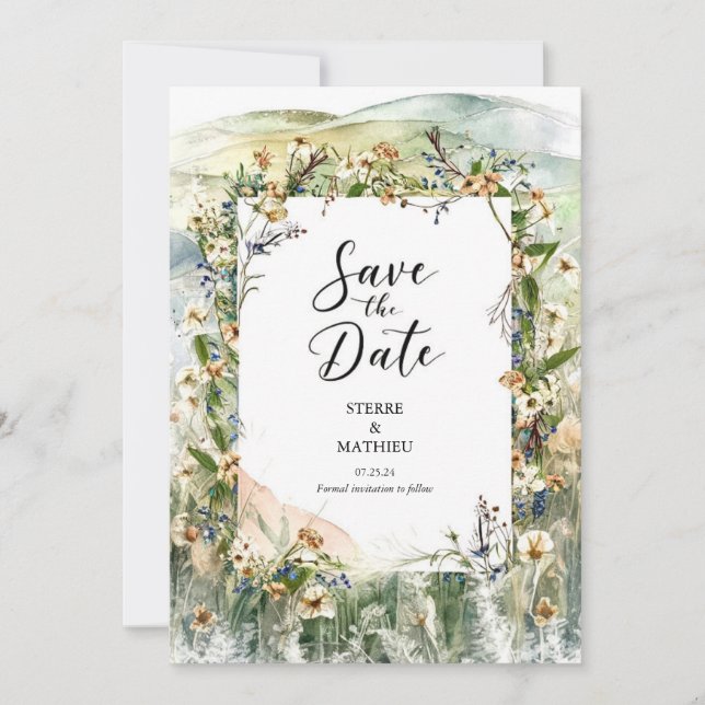Reserve A Data Whimsical Nature Wildflower Wedding (Frente)