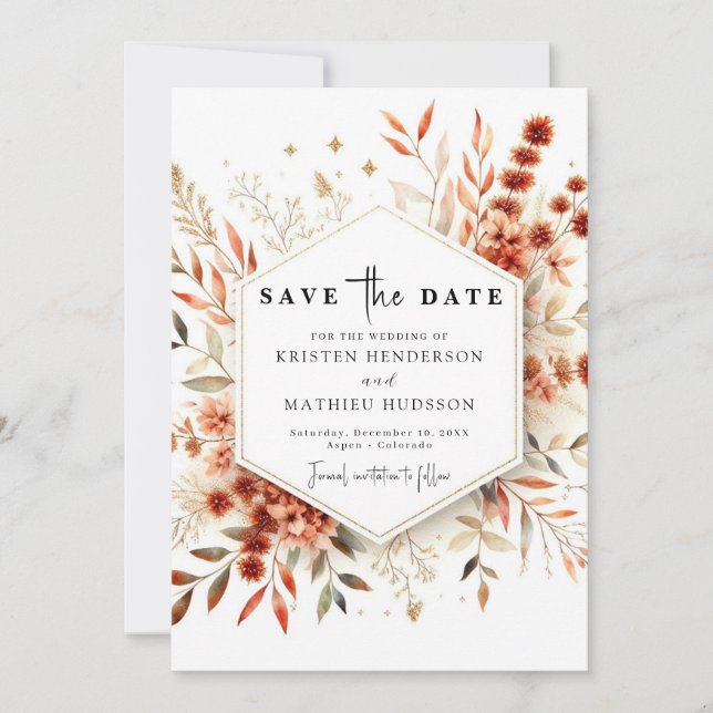 Reserve A Data Whimsical Romantic Terracotta Wedding (Frente)